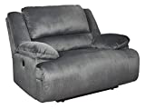Signature Design by Ashley Clonmel Upholstered Manual Zero Wall Wide Seat Recliner with Adjustable Positions, Gray