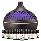 Aromatherapy Diffuser with 12 Essential Oils Set, 550ML Aroma Humidifier for Essential Oil Large Room, Bedroom Vaporizers Cool Mist Humidifier Gift Set