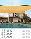 Quictent 26'x20' 185HDPE Rectangle Sun Shade Sail Outdoor Patio Lawn Garden Canopy Top Cover 98% UV-Blocked (Sand (with Hardware Kit))