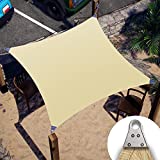 ColourTree 24' x 24' Beige Square Super Ring Sun Shade Sail Canopy Structure, Super Durable Heavy Duty, Reinforced Corners, Edges & 260 GSM Permeable Fabric