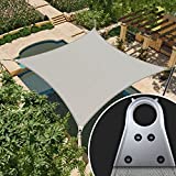 Amgo 12' x 16' Grey Rectangle Square Super Ring Sun Shade Sail ATAWS12 Canopy Awning Shades for Patio-Commercial Standard Heavy Duty-260 GSM(We Customize)