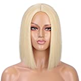 ENTRANCED STYLES Blonde Wig 613 Bob Wigs for Women Middle Part Straight Wig Heat Resistant Synthetic Wigs Middle Part Cosplay Costume Wig