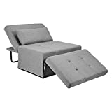 FIRST HILL FHW Folding Ottoman Sleeper Leisure Bed, 4 in 1 Multi-Function Adjustable Ottoman Bench Guest Sofa Chair Sofa Bed, Upscale Grey