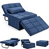 Giantex Sofa Bed Convertible Sleeper Adjustable Recliner Chair 4 in 1 Multi-Function 6-Position Backrest Ottoman Guest Bed Sofa Couch with Waist Pillow No Assembly (Blue)