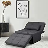 Saemoza Sofa Bed, 4 in 1 Multi Function Folding Ottoman Sleeper Bed, Modern Convertible Chair Adjustable Backrest Sleeper Couch Bed for Living Room/Small Apartment,Deep Grey