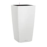 Lechuza 13130 Cubico Color 30-(22 inches Tall) Garden Indoor and Outdoor Use, White Matte Self Watering Planter, 22'