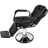 Artist Hand Hydraulic Barber Chairs Heavy Duty, Salon Furniture Spa Shampoo Equipment Reclining Hair Chair for Barber Shop, Beauty Salon, Upgrade Leg Support & Wider Seat (Black)