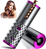 Automatic Curling Iron, Cordless Auto Hair Curler, Ceramic Rotating Hair Curler with 6 Temps & Timers, Portable Rechargeable Curling Wand, Auto Shut-Off, Fast Heating Iron for Styling (Automatic)
