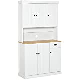 HOMCOM 71' Wood Kitchen Pantry Storage Cabinet Microwave Oven Stand with Storage - White/Oak Grain