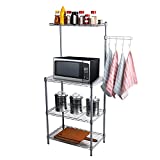 Mind Reader 3 Tier Microwave Shelf Counter Unit with Hooks, Silver