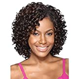 GNIMEGIL Short Curly Wigs for Black Women with Side Bangs Synthetic Fiber Afro Kinky Curly Wig Natural Hair African American Hairstyles Everyday Use Costume Party