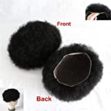 Lumeng Men's Toupee for Black Men Afro Toupee African American Wigs Hair Unit Black Man 8x10'' African Curly Afro Mens man weave #1 Jet Black Invisible Lace System 120% Density 100% Human Hair