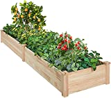 AMERLIFE Raised Garden Bed 8x2 FT Wood Raised Garden Bed Kit Wooden Planting Bed Solid Wood for Vegetable Flower Herb Outdoor Lawn Yard Patio