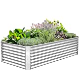 8x4x2ft Galvanized Metal Raised Garden Bed for Vegetables, Outdoor Garden Raised Planter Box, Backyard Patio Planter Raised Beds for Flowers, Herbs, Fruits