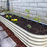 Vego Garden Aluzinc Raised Garden Bed Kits, 17' Tall 9 in 1 Modular Metal Raised Planter Bed for Vegetables Flowers Patio Ground Planter Box-Pearl White