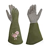 Intra-FIT Rose Embroidery Pruning Gloves Gardening Gloves with Extra Long Forearm Protection for Women and Men