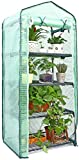 Ohuhu Mini Greenhouse for Indoor Outdoor, Small Plastic Plant Greenhouses 4-Tier Rack Plant Stand Portable Garden Green House with Durable PE Cover, Gardening Supplies for Seedling, 2.3x1.5x5.3 FT