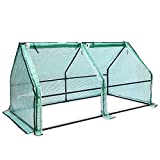 Ohuhu Portable House-Shaped Mini Greenhouse, 71' W x 36' D x 36' H Reinforced Greenhouse with Dual Large Zipper Doors & Ground Stables, Waterproof & UV Protected Green House for Garden/Patio/Backyard