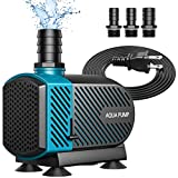 Submersible Pump 850GPH, Fountain Pump(3200L/H,45W)，Ultra Quiet Water Pump with 10ft High Lift, 5ft Power Cord Multifunctional Pump, 3 Nozzles for Fish Tank, Pond, Aquarium, Statuary, Hydroponics