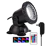SHOYO Pond Light Waterproof IP68 Underwater Color Changing Landscape Lights Dimmable Submersible Spotlight 36 LED Decorate Lighting for Pond Aquarium Garden Pool Yard Lawn Fountain Waterfall(Set of 1)