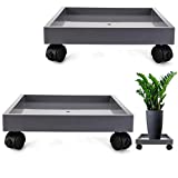 Fasmov 2 Pack Square Plant Caddy 12.4 Inch Plant Dolly Planter Caddies with Locking Wheels, Heavy Duty Plant Dolly Saucer for Moving Potted Planter, Rolling Planter Trolley Tray Coaster, Gray