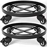 Amagabeli 2 Pack 14' Plant Caddy with Wheels Heavy Duty Iron Wheeled Plant Stand Brake Round Pot Mover on Rollers Plant Dolly Holder Indoor Outdoor Planter Trolley Casters Rolling Coaster Metal BG2071