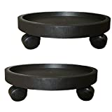 2 Pack of 11 Inch Heavy Duty Plant Caddy with Wheels,Rolling Plant Stand Pot Trolley,Wheeled Planter Saucer Tray,Potted Flower Mover Dolly with Casters Round Coaster for Indoor Outdoor