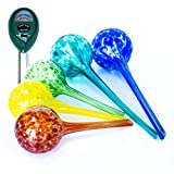Cotswold Homeware Co Plant Watering Globes (2 Large 3 Small) Plant Watering Devices | Free Moisture Meter | Premium Plant Waterer | Self Watering Spikes | Decorative Hand Blown Glass | Watering Bulbs