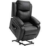 HOMCOM Living Room Power Lift Chair, PU Leather Electric Recliner Sofa Chair for Elderly with Remote Control, Black