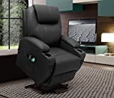 VICTONE Power Lift Recliner Chair for Elderly Home Theater Seat with Massage and Heating PU Leather Ergonomic Chair for Living Room Classic Single Sofa with Cup Holders Side Pockets (Black)