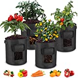 Dchant&Wiiiisen Potato Grow Bags 4Packs 10 Gallon Plant Grow Bags with Window Flap Breathable Planting and Two Handles Thickened Non-Woven Fabric Gardening Plant Containers for Vegetables & Flowers