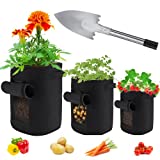 Alltope 3pcs Potato Grow Bags(5/8/13gallon) & 1pc Garden Shovel Nonwoven Fabric Pots with Handles and Side Window Reusable Plant Grow Bags for Potato Tomato Carrot Taro Onion Root Vegetable and Fruit