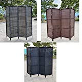 3 Panels Patio Outdoor Privacy Screen Room Divider Partition Grey Resin Wicker Weather Resistant