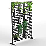 Elevens Outdoor Privacy Screen Metal Privacy Screen with Stand,Freestanding Outdoor Divider for Your Garden Patio Backyard,76'x47',Black(Plants Not Covered)