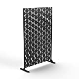 NeuType Decorative Privacy Screen Outdoor Divider with Stand, Featuring Precise Laser Cut,Metal Material,Black