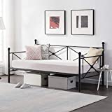 VECELO Classic Metal Daybed Frame Multifunctional Mattress Foundation/Bed Sofa with Headboard, Twin, Black