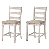 Signature Design by Ashley Skempton 24' Counter Height Upholstered Barstool, Set of 2, Antique White
