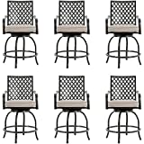 Patio Bar Chairs Outdoor Furniture Swivel Counter Height Stools with All-Weather Cushions, Set of 6