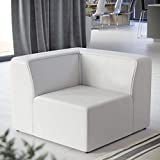 Modway Mingle Vegan Leather Sectional Sofa Corner Chair, White