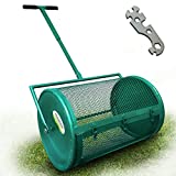 ZANGEROI Compost Spreader for Lawn Peat Moss Spreader for Lawn Manure Spreader Lawn Spreader Garden Spreader Yard Spreader with Metal Mesh Basket Adjustable Pole (25 inch)