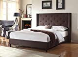 Home Life Premiere Classics Cloth Brown Linen 51' Tall Headboard Platform Bed with Slats King - Complete Bed 5 Year Warranty Included 007