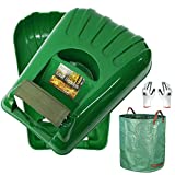 Gardzen Large Leaf Scoop Hand Rakes, Debris and Yard Waste Removal, Comes with 72 Gallon Garden Bag, Work Gloves, Protective Pads(Green)