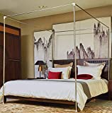 Mengersi Canopy Bed Frame Post Queen Size Stainless Steel Bed Canopy Frame Poles Four Corner Bed Bracket Fit for Metal Bed Wood Bed Bedroom Decor