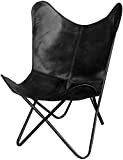 Leather Butterfly Chair Tan Leather Butterfly Chair Living Room Chair Leather Chair with Black Metal Base (Iron Frame with Black Cover)