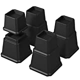 Napnapday Furniture Bed Risers Heavy Duty in Adjustable Heights of 8, 5 or 3 Inches Bed Elevators, 1,500 lbs Lifts Up Riser for Sofa and Table Set of 4, Black