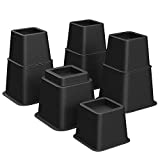 SONGMICS Bed Risers, 8-Pack Furniture Risers, Heavy Duty Bed Lifts in Heights of 3, 5 or 8 Inches, Lifts up to 1300 lb, Stackable Risers for Sofa, Table Legs Extenders, Black UCDG001B01