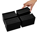 Yunnix Rectangle Bed Risers 3 inch Heavy Duty Furniture Risers Adjustable Desk Risers for Desk Sofa Table Legs Risers up to 10000 lbs - (4 Piece Set, Black)