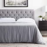LUCID Mid-Rise Upholstered Headboard - Adjustable Height from 34” to 46”, Queen, Stone