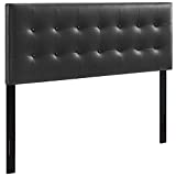 Modway Emily Button Tufted Faux Leather Upholstered Full Headboard in Black