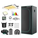 MARS HYDRO Grow Tent Kit Complete 2x2x5ft TS 600W LED Grow Light Full Spectrum Indoor Grow Tent Kit 24'x24'x55' Hydroponics Grow Tent 1680D Canvas with 4” Ventilation Kit for Grow Tent Complete System